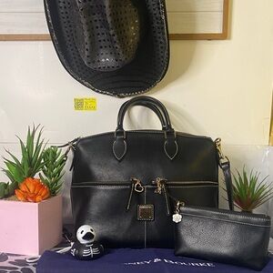 DOONEY & BOURKE Saffiano Leather Double Zip Satchel and make-up bag